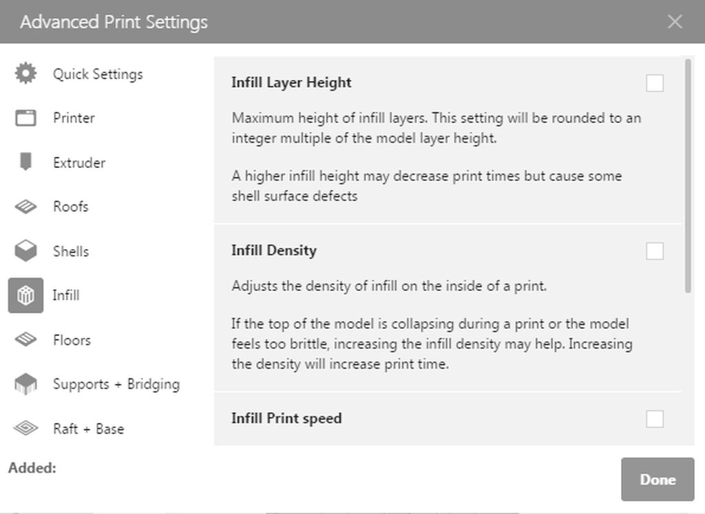 Makerbot infill patterns