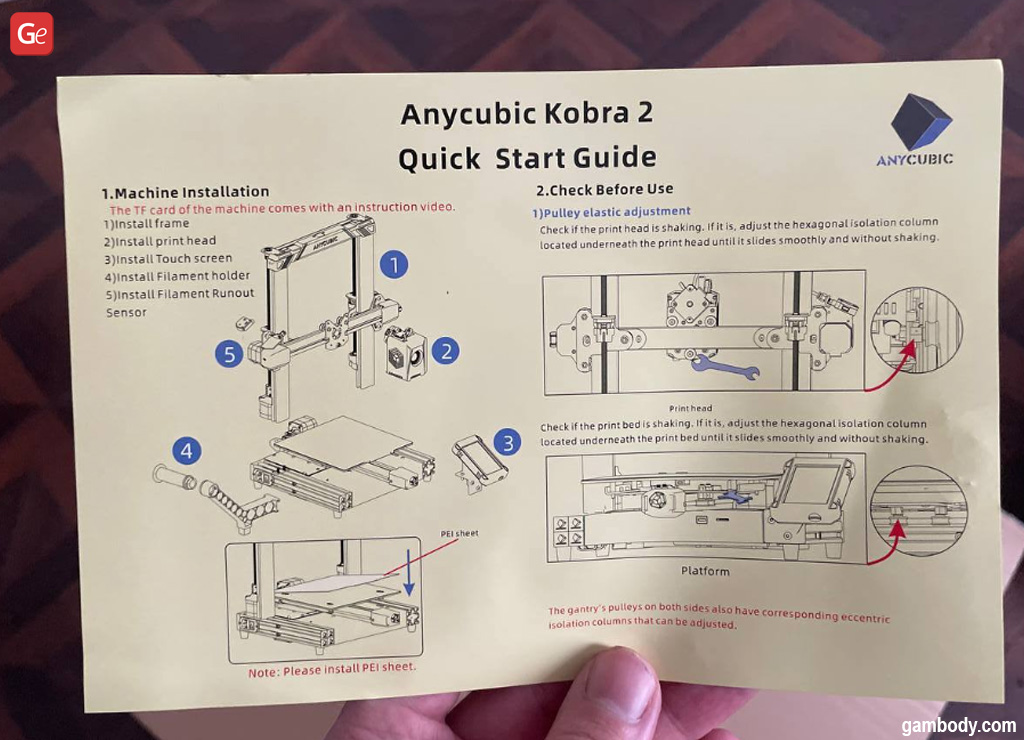 Kobra 2 3D printer assembly instructions