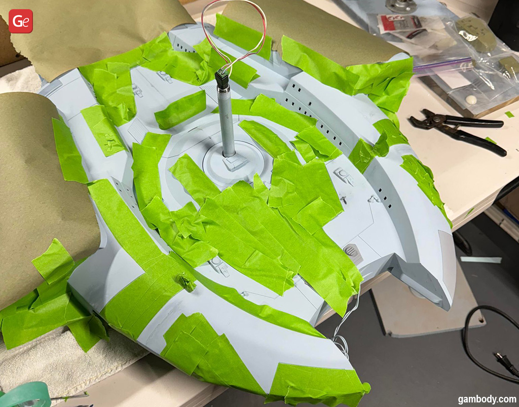 Green Frog Tape to mask 3D printed model