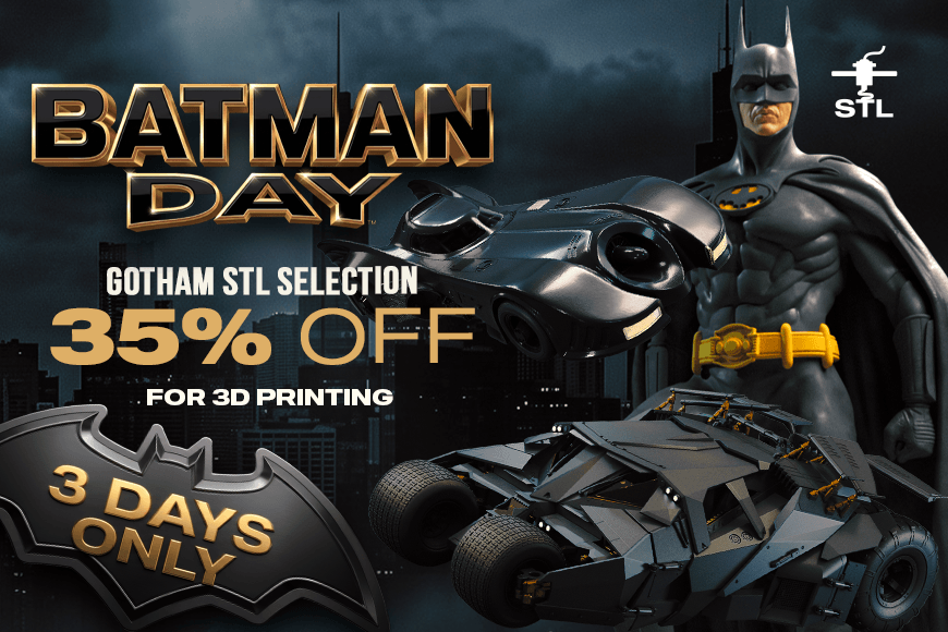 Batman Day promo: 35% off Gotham STL selection for 3D printing, offer lasts 3 days.