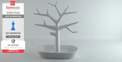 Jewelry stand resembling a bare tree, with multiple branches and a rectangular base.