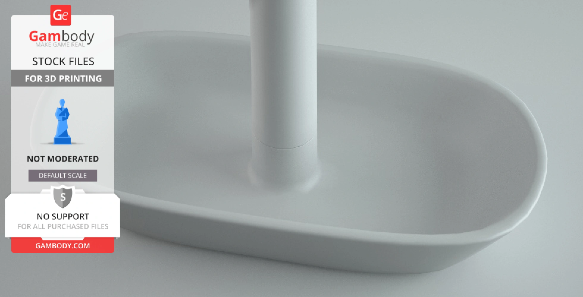 A minimalistic jewelry stand with a flat base and vertical pole for 3D printing.