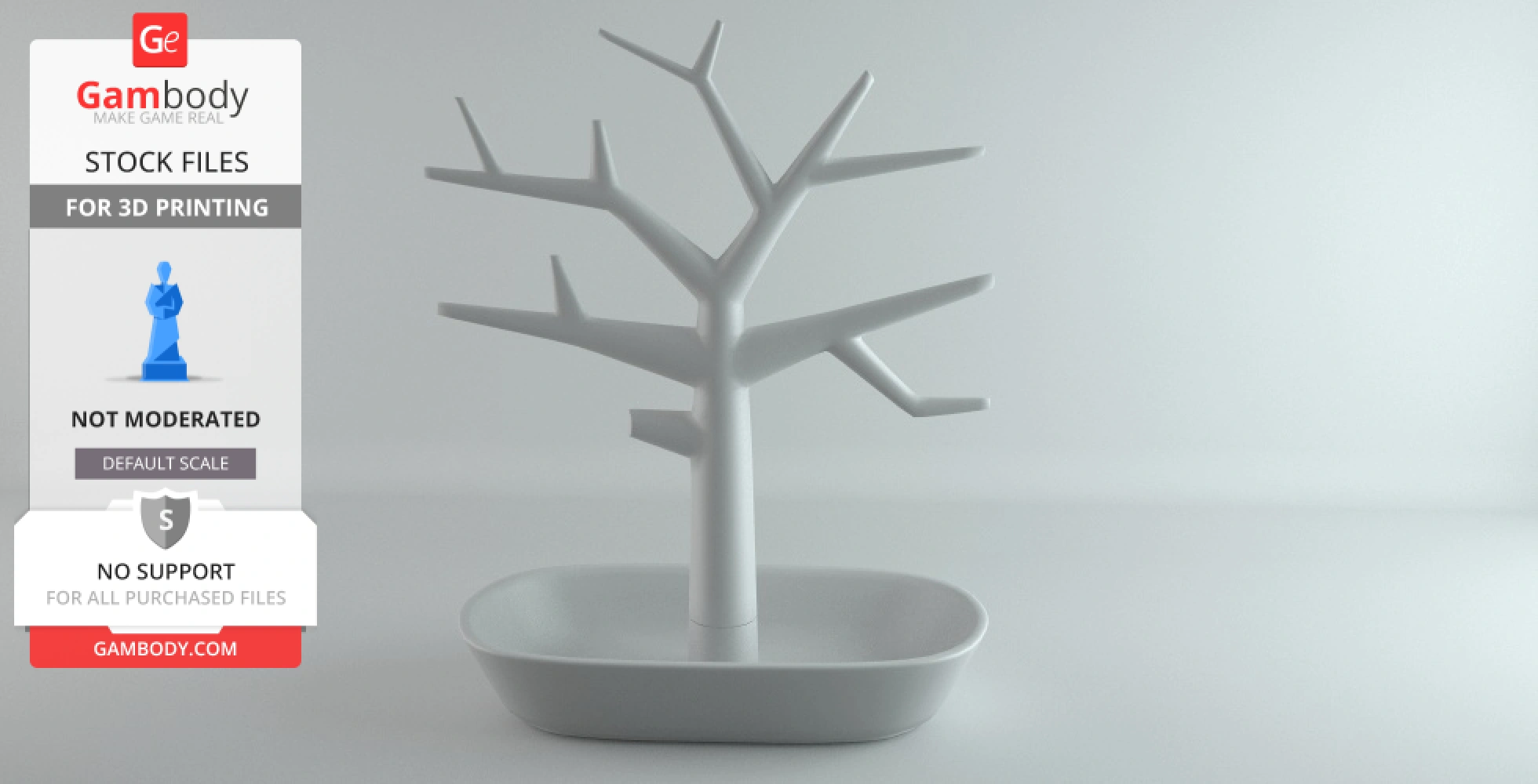 Jewelry stand resembling a bare tree, with multiple branches and a rectangular base.