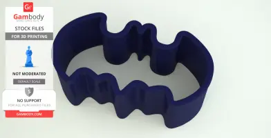 Blue Batman logo-shaped cookie cutter for 3D printing from Gambody.