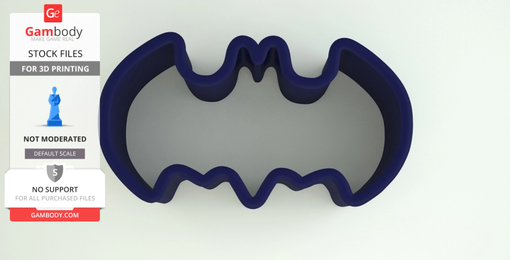 Batman logo-shaped cookie cutter for 3D printing.