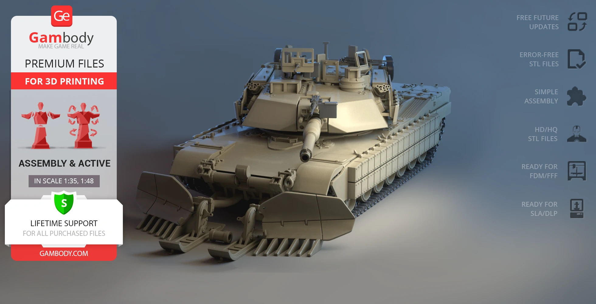 Buy Tank M1A2 Abrams Tusk 3D Printing Model | Assembly