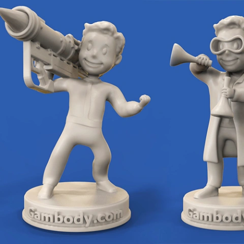 preview of Vault Boy: Big Guns and Chemist 3D Print Files | Static Figures