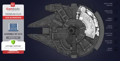 Top view of Millennium Falcon interior parts kit for 3D printing, highlighting complex detail.