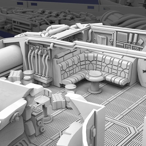 preview of Millennium Falcon Interior 3D Printable Parts Kit 3: Main Hold, Lounge Seat, Technical Station