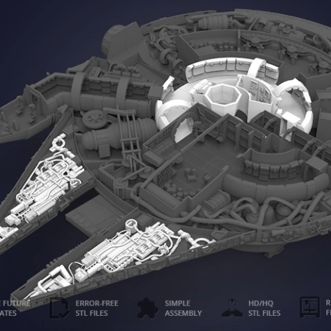 preview of Millennium Falcon Interior 3D Printable Parts Kit 4: Mandibles, Engine and Quad Laser 