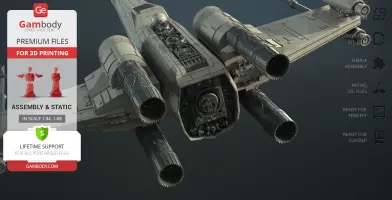 Detailed 3D model of a T-65B X-Wing from Star Wars, designed for 3D printing.