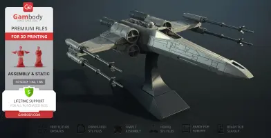 A detailed 3D model of a T-65B X-Wing starfighter from Star Wars, ready for 3D printing.