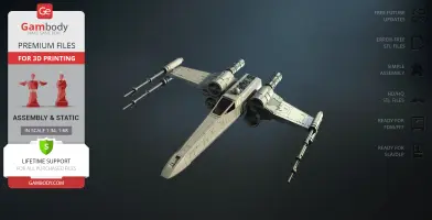 3D model of a T-65B X-Wing from Star Wars, designed for 3D printing.