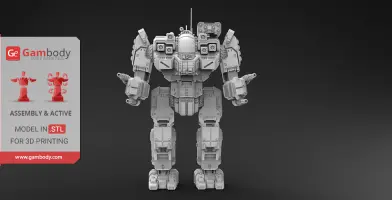 A 3D model of a BattleMech robot, highly detailed, designed for 3D printing.