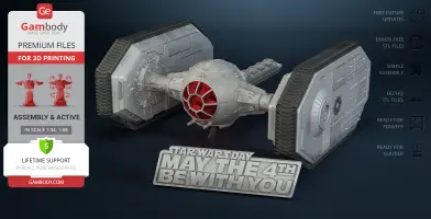 Star Wars TIE Crawler 3D model with tank-like treads, displayed with 'May the 4th Be With You' text.