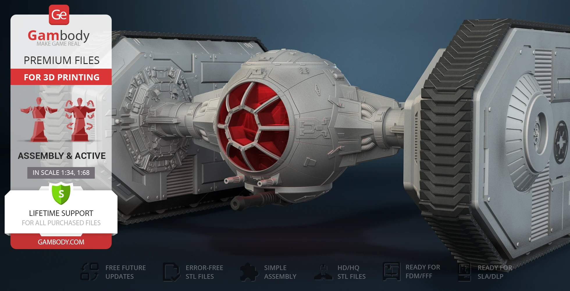 A detailed 3D model of a Star Wars TIE Crawler, designed for 3D printing.