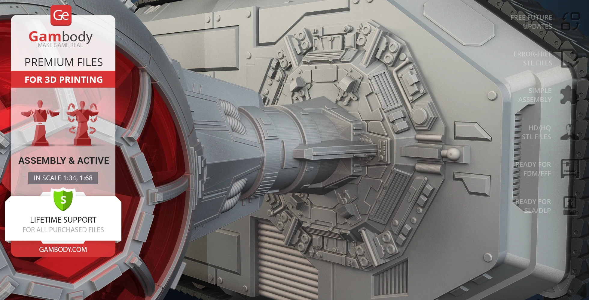A detailed close-up of a TIE Crawler's mechanical and textured design from Star Wars.