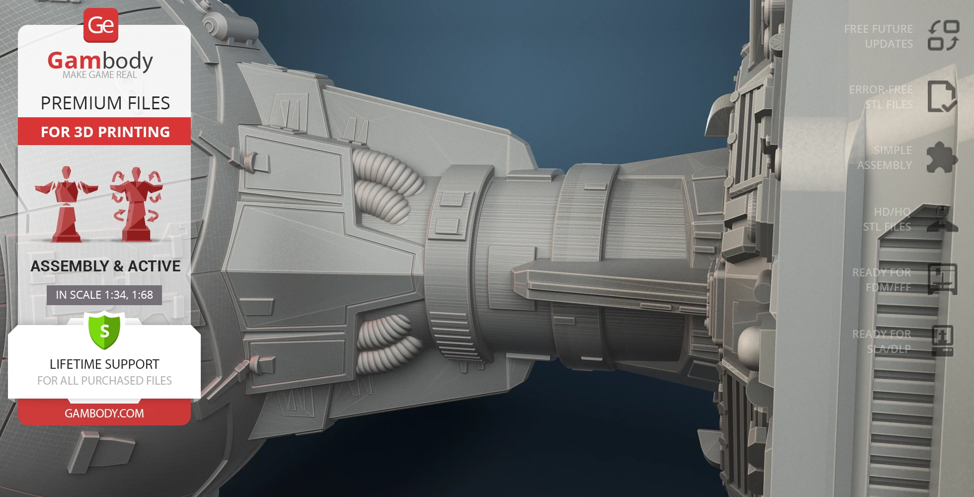 Detailed 3D model of a TIE Crawler from Star Wars, showcasing intricate design and assembly parts.