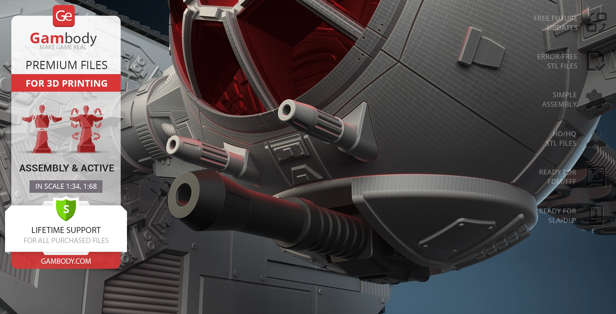 TIE Crawler 3D model from Star Wars, showcasing detailed sci-fi design, ready for 3D printing.