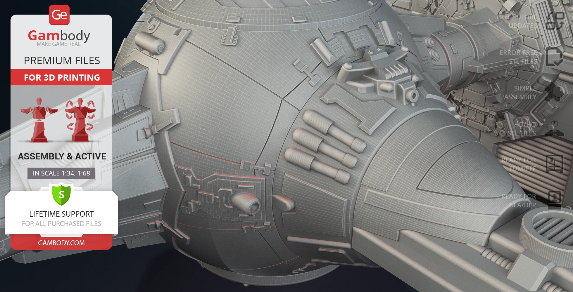 Detailed 3D model of a Star Wars TIE Crawler, designed for 3D printing, with assembly instructions.