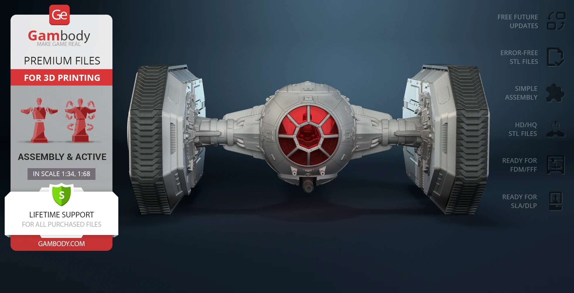 3D model of a TIE Crawler from Star Wars, designed for 3D printing on Gambody.