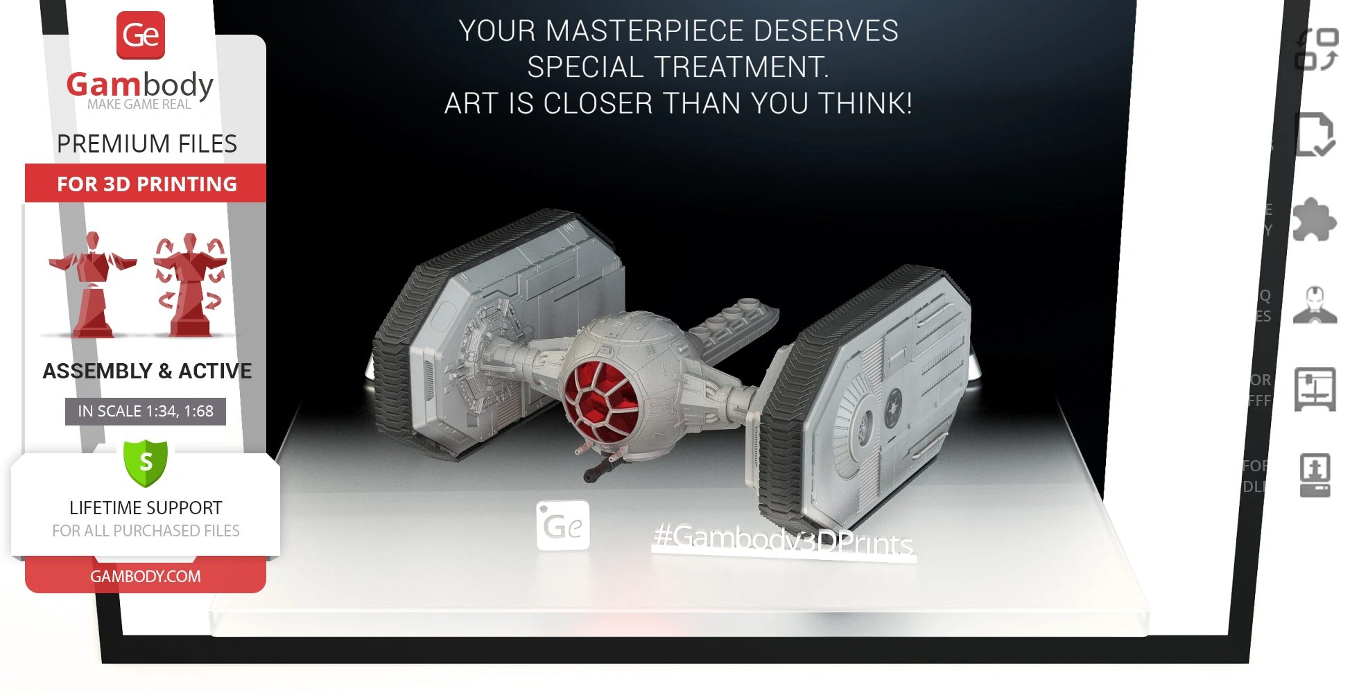 TIE Crawler 3D model with large treaded wheels, front cockpit, and detailed design for 3D printing.