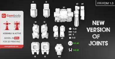 3D printer STL parts layout for MWO Highlander model with joint details and assembly instructions.