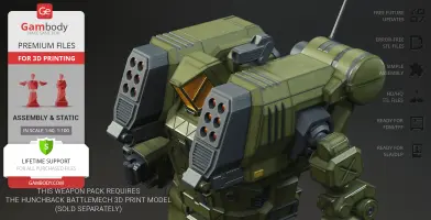 Hunchback BattleMech Weapon Pack 3D Printer Files | Assembly