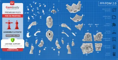 Various 3D-printable STL parts for assembling a StarCraft Ultralisk model.