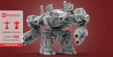 3D model of a Terran Thor mech from StarCraft, with large cannons and armor, ready for 3D printing.