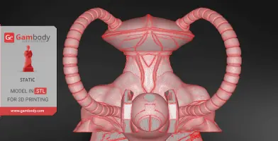 3D model of Black Manta bust with detailed helmet and hoses for 3D printing.