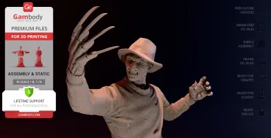A detailed 3D model of a clawed character in a fedora and sweater, ready for 3D printing.