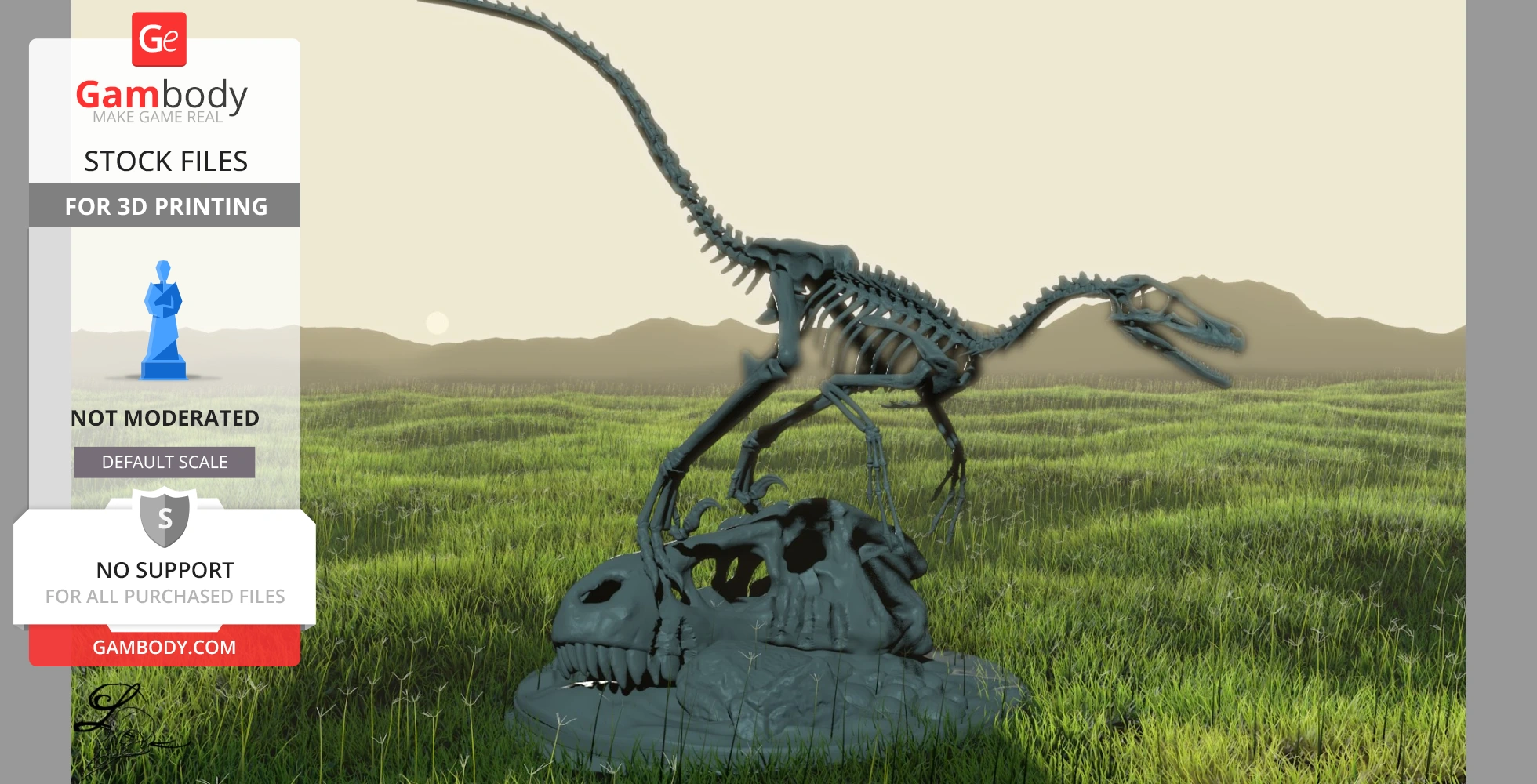 Buy Velociraptor Skeleton with T-Rex in Diorama