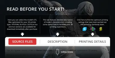 3D model of a muscular, alien-like figure with tendrils, offered for 3D printing with STL files.