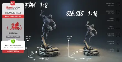 3D model of Venom standing on a detailed base, suitable for 3D printing in different scales.