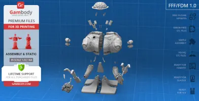 Exploded 3D model of Rootmars from Metal Slug, showing assembly parts for 3D printing.