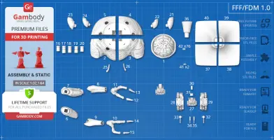 Blueprint layout of Rootmars Metal Slug 3D model parts for assembly and printing.