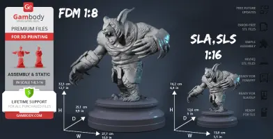 A detailed 3D model of a fierce, armored bear-like creature from Dota 2 for 3D printing in two sizes.