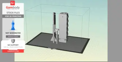 3D model of a Fallout 4 laser pistol on a MakerBot print bed for printing.