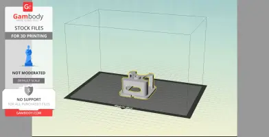 3D printing preview of a Fallout 4 laser pistol component on a MakerBot grid.