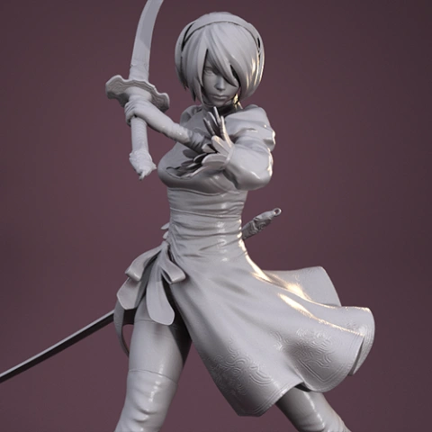 preview of YoRHa 2B 3D Printing Figurine | Assembly