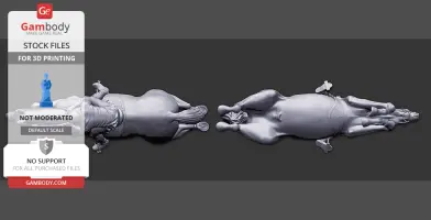 3D model of a horse with a jockey in riding pose, shown from a top view for 3D printing.