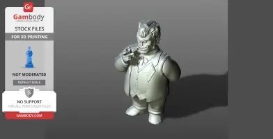 A chibi-style figure in a suit, pointing and smirking, designed for 3D printing.