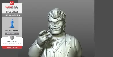 3D model of a grinning anime character with an eyepatch, wearing a suit and tie.