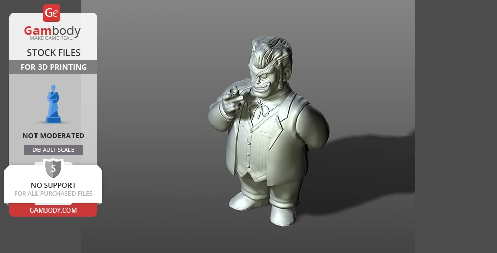 A chibi-style figure in a suit, pointing and smirking, designed for 3D printing.