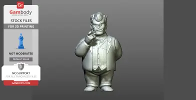 A 3D model of a stout figure in a suit, posed confidently, suitable for 3D printing.