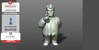 3D model of a stout, suited character with glasses and styled hair, based on a figure from Dragon Ball.