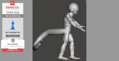 3D model of Frieza from Dragon Ball in a side view pose, designed for 3D printing.