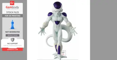 Alien-like figure with white body, purple accents, and a tail, designed for 3D printing.