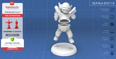 Chubby Wolverine 3D model, shown in assembly parts, ready for printing on a Gambody platform.